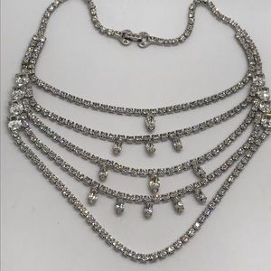 Multi-Strand Rhinestone Wedding Choker Necklace